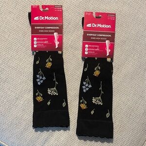 Black Floral Compression Socks